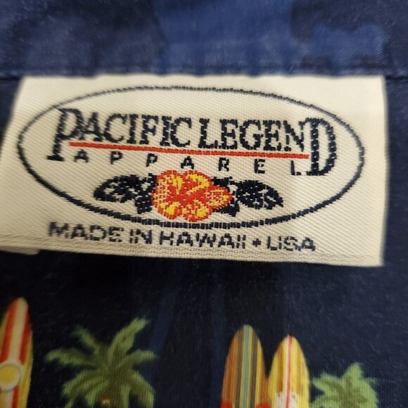 Pacific Legend Apparel Shirt Mens Size L Blue Made in Hawaii Button Up Pocket - Picture 5 of 7